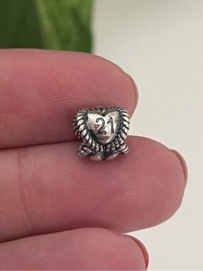 Pandora 21st Birthday Milestone Row of Hearts Charm, 925